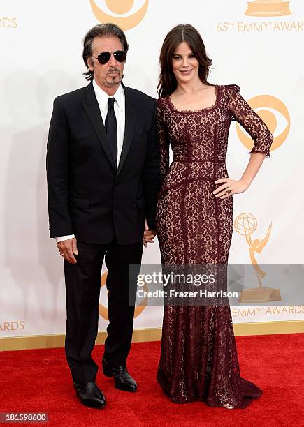 Actor Al Pacino and Lucila Sola arrive at the 65th Annual Primetime Emmy Awards Lucila Solaheld at Nokia Theatre L.A. Live on September 22, 2013 in...