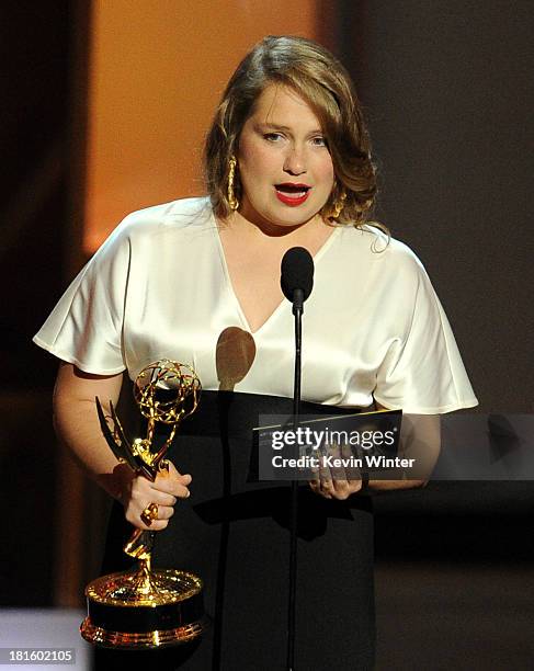 Winner for Best Supporting Actress in a Comedy Series Merritt Wever speaks onstage during the 65th Annual Primetime Emmy Awards held at Nokia Theatre...