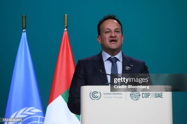 Leo Varadkar, Ireland's prime minister, speaks at a high-level segment on day three of the COP28 climate conference at Expo City in Dubai, United...