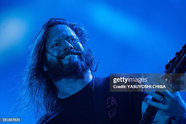 Gary Holt of US thrash metal band Slayer performs during the final day of the Rock in Rio music festival in Rio de Janeiro, Brazil, on September 22,...