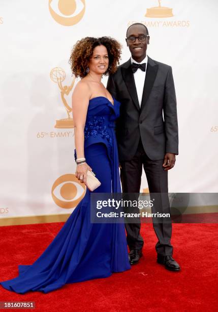 Actors Don Cheadle and Bridgid Coulter arrive at the 65th Annual Primetime Emmy Awards held at Nokia Theatre L.A. Live on September 22, 2013 in Los...