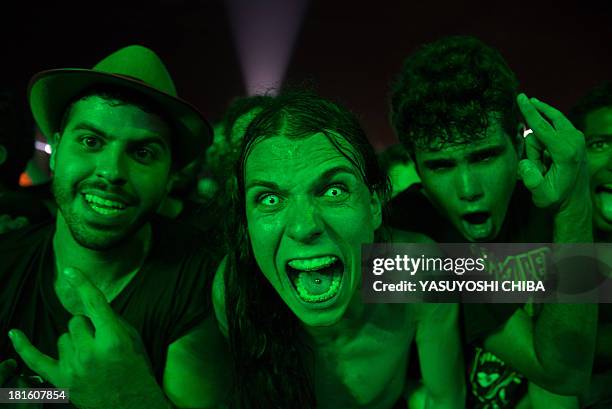 Fans attend the performance of US thrash metal band Slayer during the final day of the Rock in Rio music festival in Rio de Janeiro, Brazil, on...