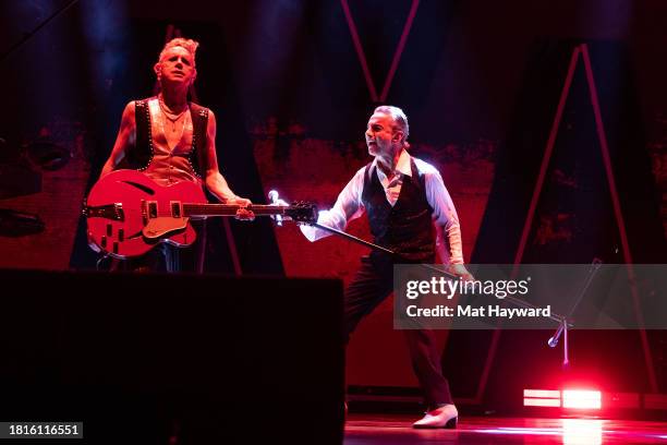 Martin Gore and Dave Gahan of Depeche Mode perform onstage at Climate Pledge Arena on November 26, 2023 in Seattle, Washington.