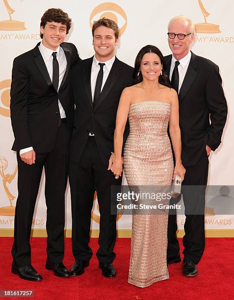 Charles Hall, Henry Hall, actress Julia Louis-Dreyfus and writer Brad Hall arrive at the 65th Annual Primetime Emmy Awards held at Nokia Theatre L.A....