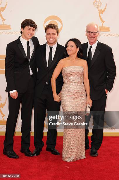 Charles Hall, Henry Hall, actress Julia Louis-Dreyfus and writer Brad Hall arrive at the 65th Annual Primetime Emmy Awards held at Nokia Theatre L.A....