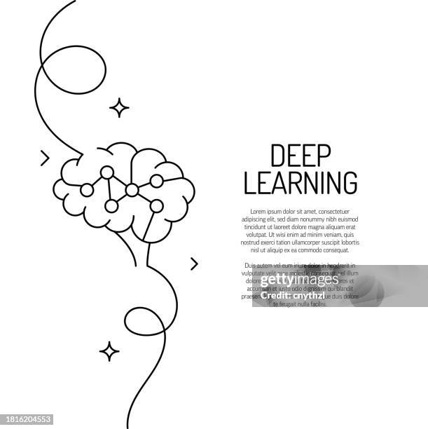 continuous line drawing of deep learning icon. hand drawn symbol vector illustration. - continuous-learning-icon stock illustrations