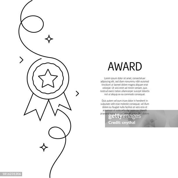 ilustrações, clipart, desenhos animados e ícones de desenho de linha contínua do ícone do prêmio. ilustração vetorial de símbolo desenhada à m