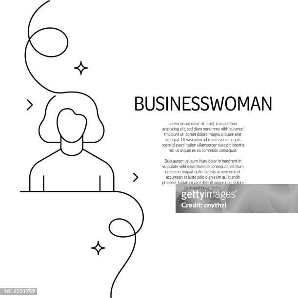 continuous line drawing of businesswoman icon. hand drawn symbol vector illustration. - single line drawing woman stock illustrations