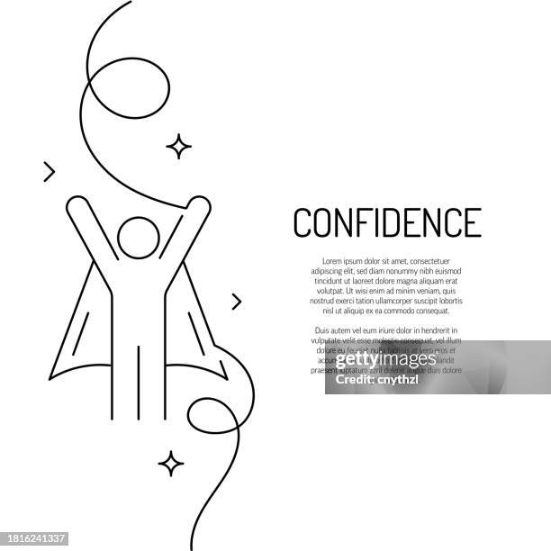 durchgehende linienzeichnung des konfidenzsymbols. handgezeichnete symbol-vektor-illustration. - selbstvertrauen stock-grafiken, -clipart, -cartoons und -symbole