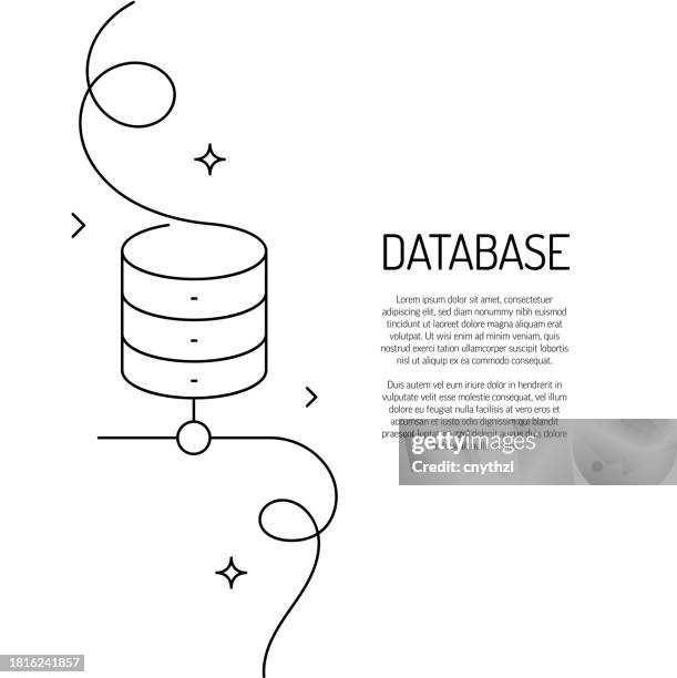 continuous line drawing of database icon. hand drawn symbol vector illustration. - data lines stock illustrations
