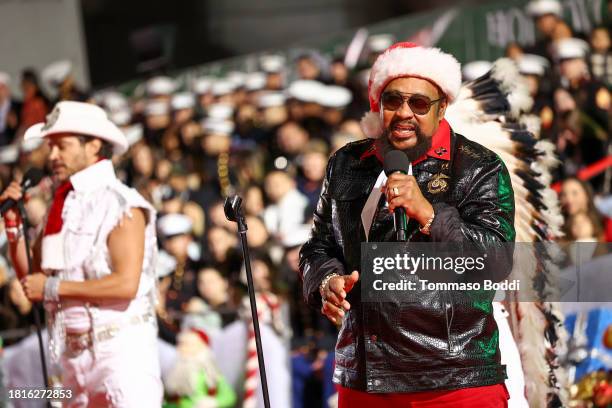 Victor Willis of Village People performs during the 91st anniversary of the Hollywood Christmas Parade, supporting Marine Toys For Tots on November...