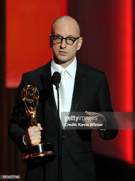 Director Steven Soderbergh speaks onstage during the 65th Annual Primetime Emmy Awards held at Nokia Theatre L.A. Live on September 22, 2013 in Los...