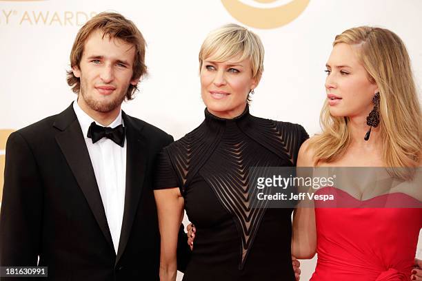 Actress Robin Wright with children Dylan Penn and Hopper Penn arrive at the 65th Annual Primetime Emmy Awards held at Nokia Theatre L.A. Live on...