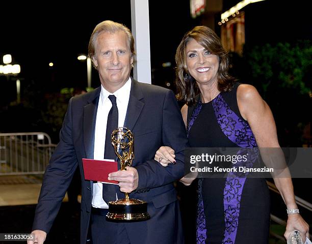 Actor Jeff Daniels, winner of Outstanding Lead Actor in a Drama Serie for 'The Newsroom,' and his wife Kathleen Treado attend the Governors Ball...
