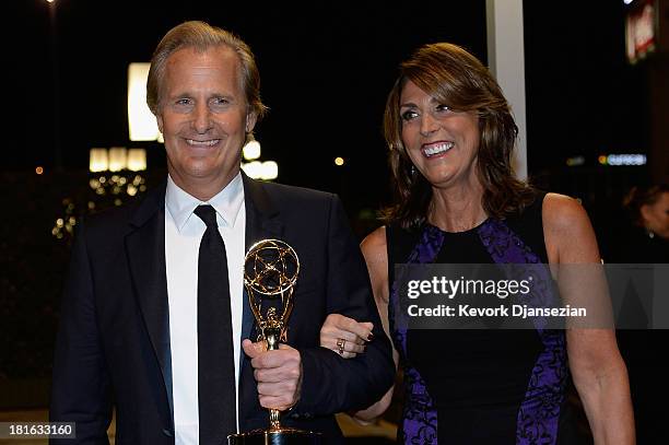 Actor Jeff Daniels, winner of Outstanding Lead Actor in a Drama Serie for 'The Newsroom,' and his wife Kathleen Treado attend the Governors Ball...