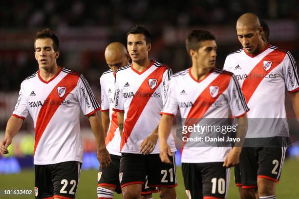 Players of River Plate during a match between River Plate and All Boys as part of the Torneo Inicial 2013 at Monumental Stadium on September 22, 2013...