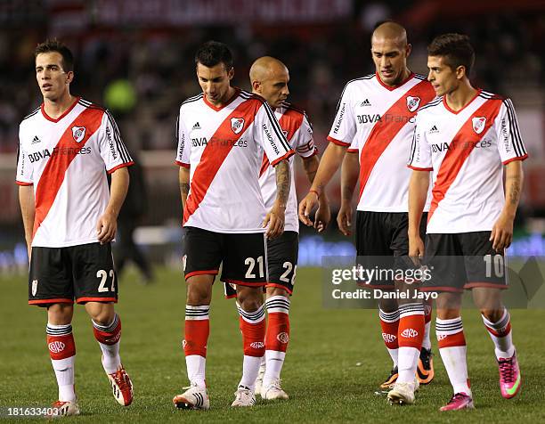 Players of River Plate during a match between River Plate and All Boys as part of the Torneo Inicial 2013 at Monumental Stadium on September 22, 2013...