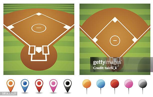 baseball field - baseball team stock illustrations