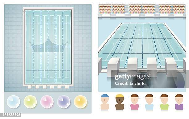 swimming pool - swimming race in pool stock illustrations
