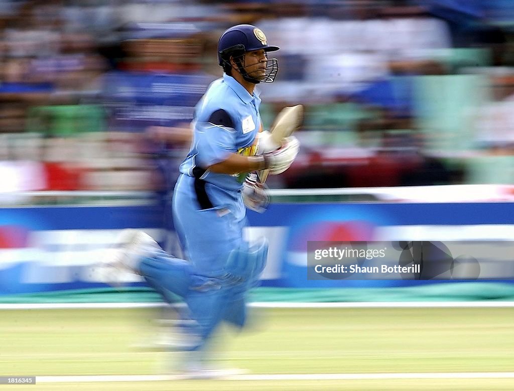 Sachin Tendulkar of India runs between the wickets