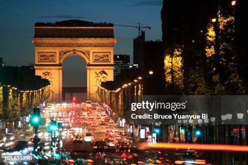 Arc De Triomphe and Champs-Elysees Avenue Arc De Triomphe and Champs-Elysees Avenue