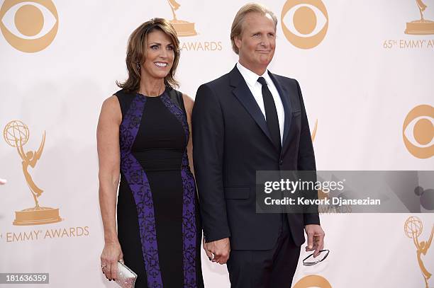 Actor Jeff Daniels and his wife Kathleen Treado arrive at the 65th Annual Primetime Emmy Awards held at Nokia Theatre L.A. Live on September 22, 2013...