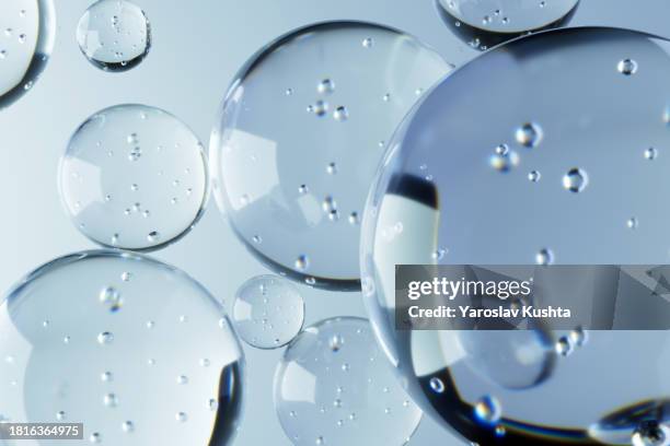 transparent drop of water bubbles cgi - stock photo - biofuel stock pictures, royalty-free photos & images