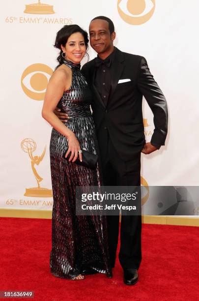 Actor Keith Powell and Jill Knox arrive at the 65th Annual Primetime Emmy Awards held at Nokia Theatre L.A. Live on September 22, 2013 in Los...