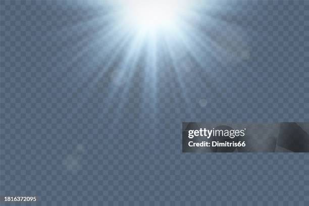 lens flare effect. sun glare on transparent backdrop - solar flare 幅插畫檔、美工圖案、卡通及圖標