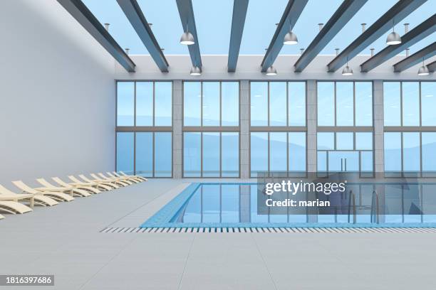 indoor swimming venues - hallenbad leer stock-fotos und bilder