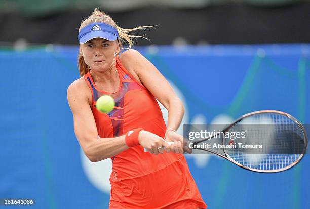 Daniela Hantuchova of Slovakia in action during her women's singles first round match against Flavia Pennetta of Italy during day two of the Toray...