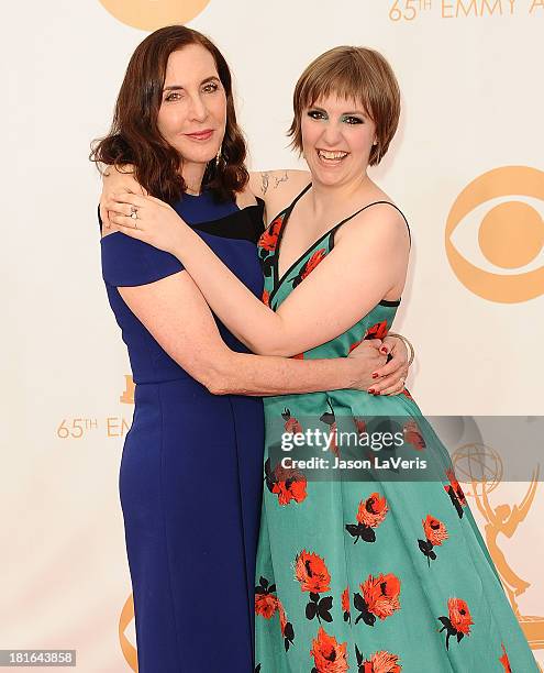 Actress Lena Dunham and mother Laurie Simmons attend the 65th annual Primetime Emmy Awards at Nokia Theatre L.A. Live on September 22, 2013 in Los...