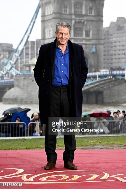 Hugh Grant attends the "Wonka" Photocall at Potters Field on November 27, 2023 in London, England.