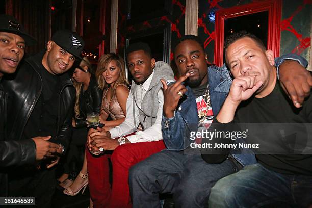 Tyran 'Ty Ty' Smith, Lenny S, Adrienne Bailon, Fabolous, Wale and Elliott Wilson attend Kevin Durant's 25th Birthday Party at Avenue on September 22,...