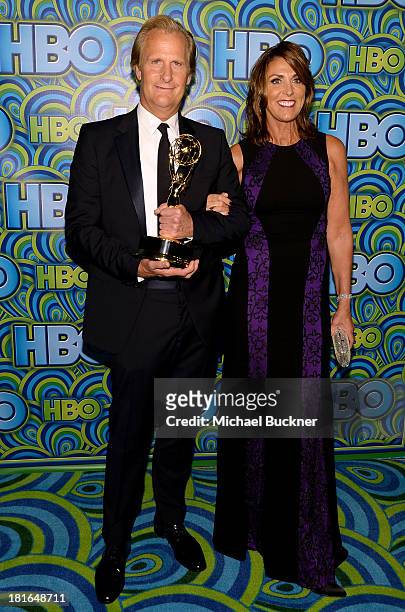 Actor Jeff Daniels, winner of Outstanding Lead Actor in a Drama Serie for 'The Newsroom,' and his wife Kathleen Treado attend HBO's Annual Primetime...