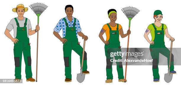 gardener - doing yard work stock illustrations