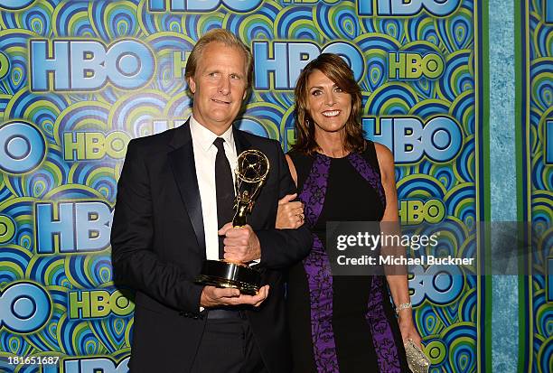 Actor Jeff Daniels, winner of Outstanding Lead Actor in a Drama Serie for 'The Newsroom,' and his wife Kathleen Treado attend HBO's Annual Primetime...