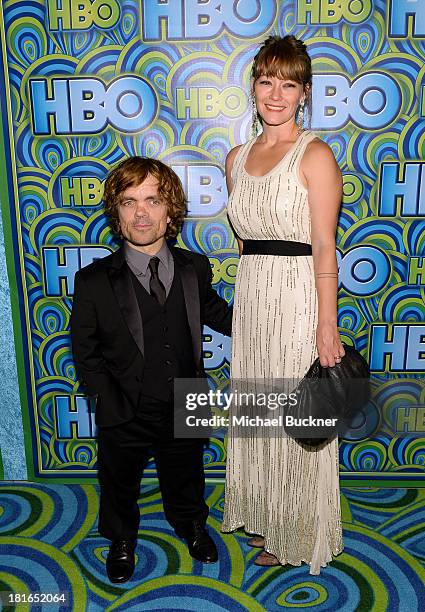 Actor Peter Dinklage and Erica Schmidt attend HBO's Annual Primetime Emmy Awards Post Award Reception at The Plaza at the Pacific Design Center on...