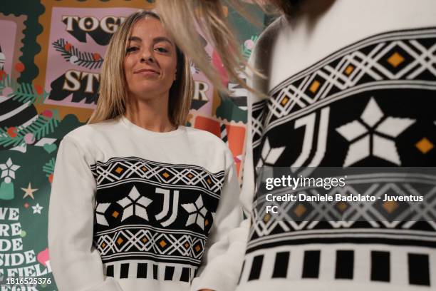 Martina Rosucci, Linda Sembrant of Juventus Women during the Christmas Backstage Shooting on November 23, 2023 in Turin, Italy.