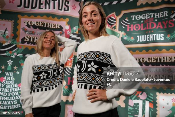 Martina Rosucci, Linda Sembrant of Juventus Women during the Christmas Backstage Shooting on November 23, 2023 in Turin, Italy.