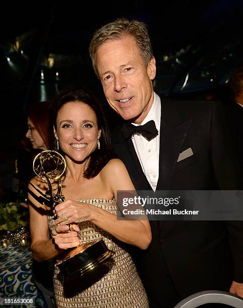 Actress Julia Louis-Dreyfus and Jeffrey Bewkes of HBO attend HBO's Annual Primetime Emmy Awards Post Award Reception at The Plaza at the Pacific...