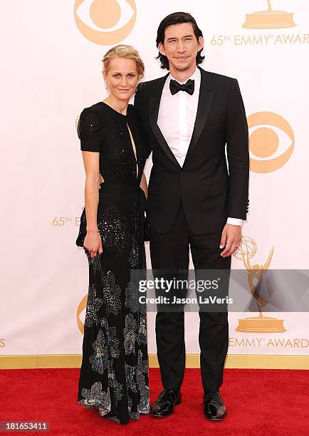 Actor Adam Driver and wife Joanne Tucker attend the 65th annual Primetime Emmy Awards at Nokia Theatre L.A. Live on September 22, 2013 in Los...