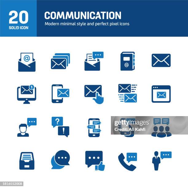 communication solid icons. containing e-mail, chat, dialogue, speaking solid icons collection. vector illustration. for website design, logo, app, template, ui, etc. - community icon solid stock illustrations