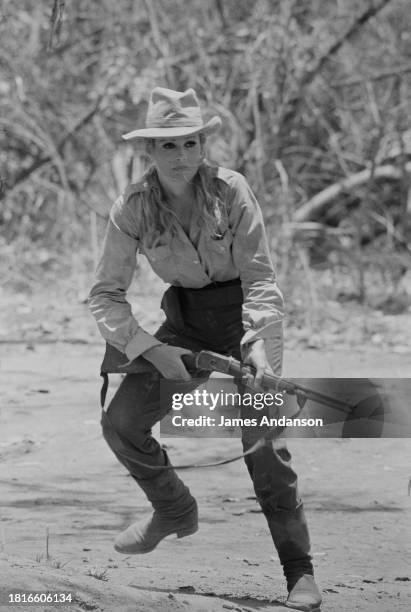 Swiss actress Ursula Andress on the set of The Southern Star, based on the novel by Jules Verne and directed by Sidney Hayers, 7 May 1968.