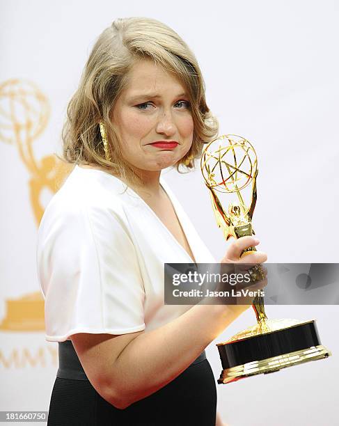 Actress Merritt Wever poses in the press room at the 65th annual Primetime Emmy Awards at Nokia Theatre L.A. Live on September 22, 2013 in Los...