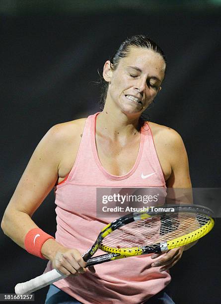 Roberta Vinci of Italy in action during her women's singles second round match against Lucie Safarova of Czech Republic during day two of the Toray...