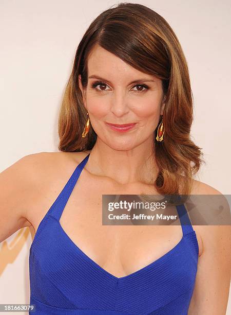 Actress Tina Fey arrives at the 65th Annual Primetime Emmy Awards at Nokia Theatre L.A. Live on September 22, 2013 in Los Angeles, California.