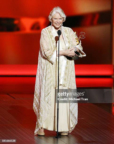 Outstanding Supporting Actress in a Miniseries or Movie winner, Ellen Burstyn speaks onstage during the 65th Annual Primetime Emmy Awards held at...