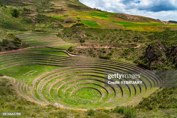 moray terraced field. - moray inca ruin stock pictures, royalty-free photos & images