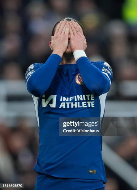 Conor Gallagher of Chelsea looks dejected during the Premier League match between Newcastle United and Chelsea FC at St. James Park on November 25,...